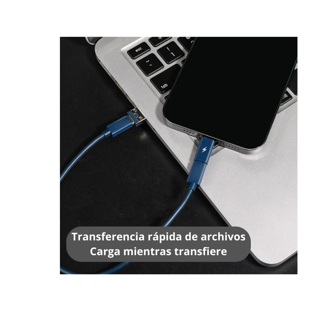 Juego de cargadores USB 5 en 1 con cables de carga rápida de 60 W. ¡Perfecto para viajar!✈️✈️